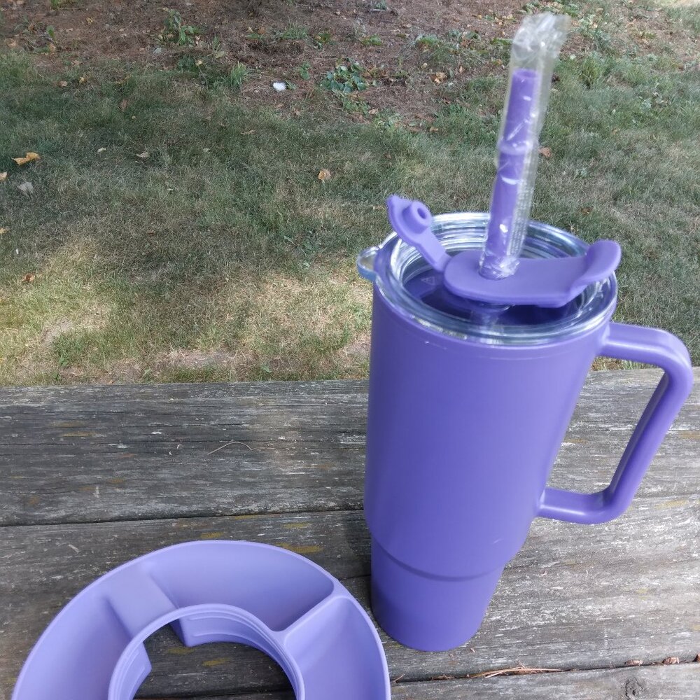 Primula 40oz Double Wall Purple Tumbler w/ Snack Tray New